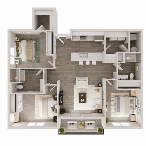 1291 SF Three Bedroom Willow Floor Plan at 148 Place in Omaha, NE